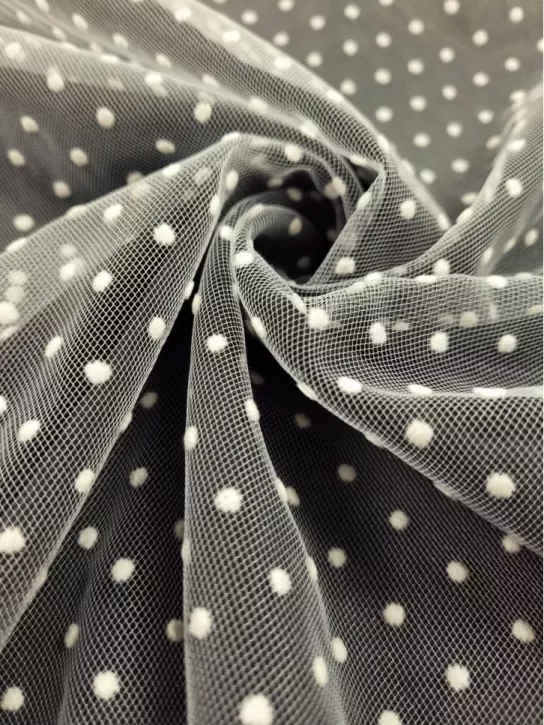 Tiul Kropki 👗 piękny materiał ecru dodatek dekoracja ✂ YardTkaniny✂
