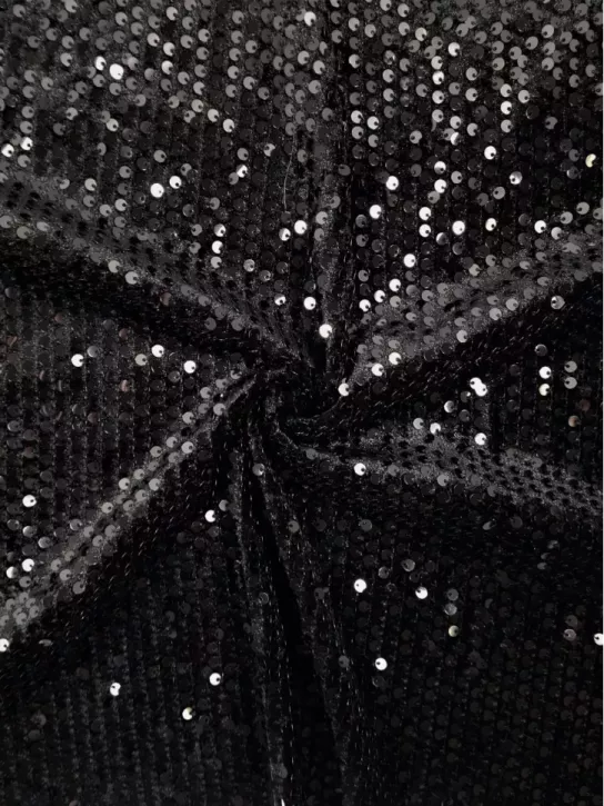 Miękki cekin na welurze 👗 czarne materiał na dekoracje ✂YardTkaniny ✂