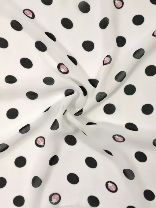 Szyfon👗 delikatna tkanina na sukienkę różowe grochy  ✂ YardTkaniny ✂