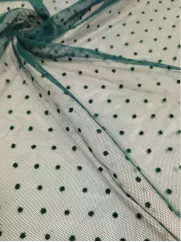 Tiul siatka 👗 kropki małe na siatce ciemna zieleń  ✂ YardTkaniny ✂