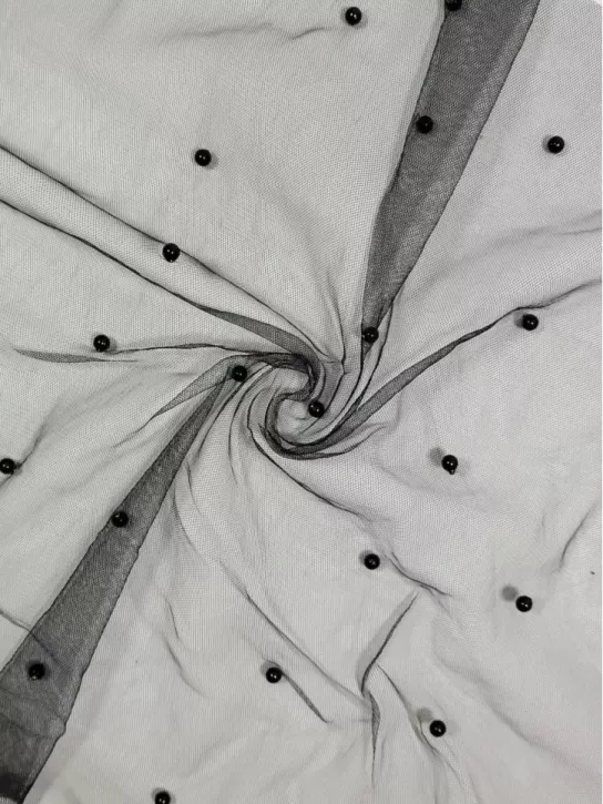 Ślubna siatka 👗w perełki materiał na sukienki czarne ✂ YardTkaniny ✂