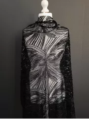 Koronka 👗 gipiura czarna w kwiaty na sukienkę ✂ YardTkaniny ✂