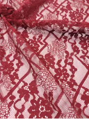 koronka  👗w kwiaty haftowane czeerwone na sukienkę ✂ YardTkaniny ✂