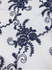 Koronka 👗 gipiura w kwiaty na sukienkę granantowy ✂ YardTkaniny ✂