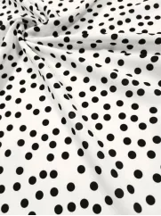 Krepa 👗 wyjątkowy materiał sukienkowy w czarne kropki ✂ YardTkaniny ✂