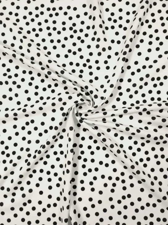 Krepa 👗 wyjątkowy materiał sukienkowy w czarne kropki ✂ YardTkaniny ✂