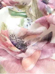 Szyfon👗 delikatna tkanina na sukienkę różowe groszki  ✂ YardTkaniny ✂