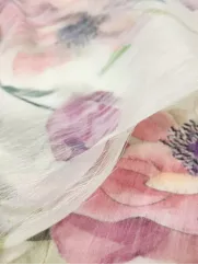 Szyfon👗 delikatna tkanina na sukienkę różowe groszki  ✂ YardTkaniny ✂