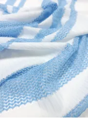 Tkanina  👗ażurowa materiał na sukienkę pasy błękit ✂ YardTkaniny ✂