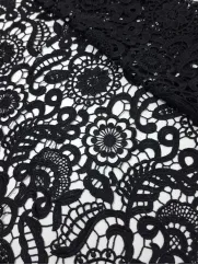 Koronka 👗 materiał w kwiaty do wycinania czarny  ✂ YardTkaniny ✂