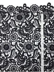 Koronka 👗 materiał w kwiaty do wycinania czarny  ✂ YardTkaniny ✂