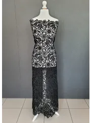 Koronka 👗 materiał w kwiaty do wycinania czarny  ✂ YardTkaniny ✂