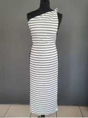 Satyna👗 sztuczny jedwab w czarno białe pasy  ✂ YardTkaniny ✂