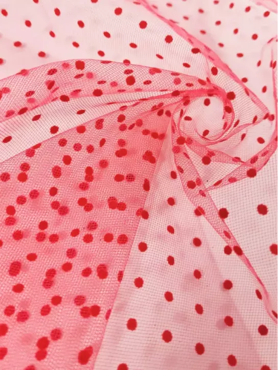 Tiul Kropki 👗 dodatek do sukienki w groszki jasny róż ✂ YardTkaniny✂