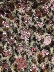 Dzianina sweterkowa 👗 panterka różowy cekin materiał  ✂ YardTkaniny ✂