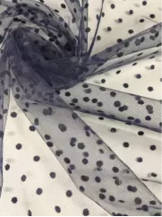 Tiul Kropki 👗 dodatek do sukienki w groszki granat ✂ YardTkaniny✂